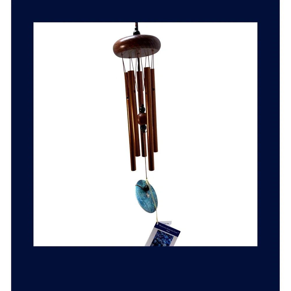 Woodstock Turquoise Chime Petite Bronze Tubes Wood Top Wind Chime WTBRN NEW